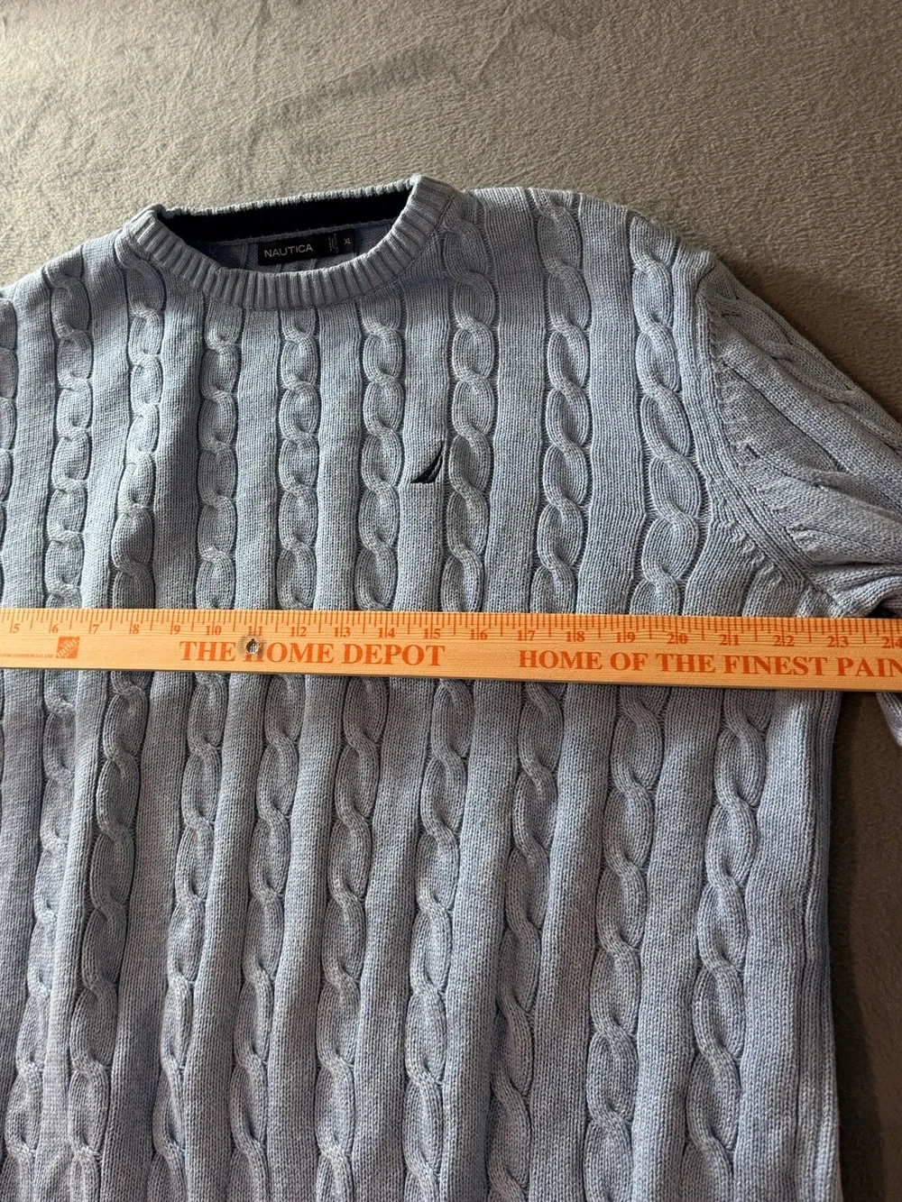 Nautica - Men's Light Blue Cable Knit Crewneck Sweater